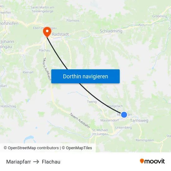Mariapfarr to Flachau map