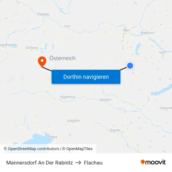 Mannersdorf An Der Rabnitz to Flachau map