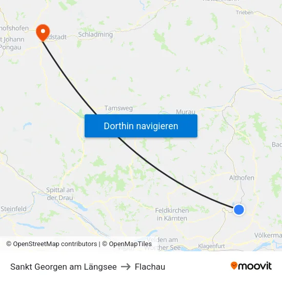 Sankt Georgen am Längsee to Flachau map