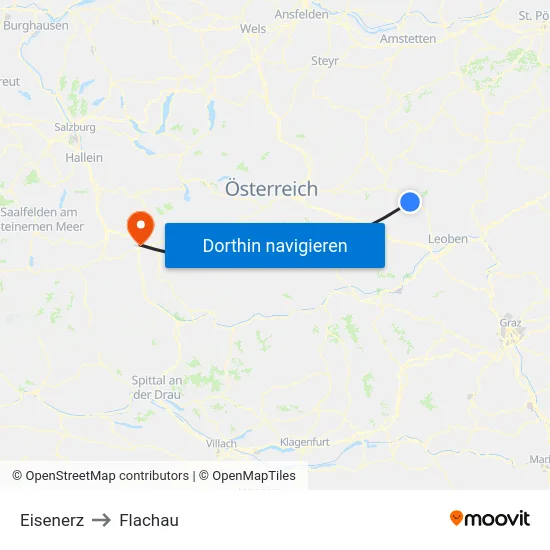 Eisenerz to Flachau map