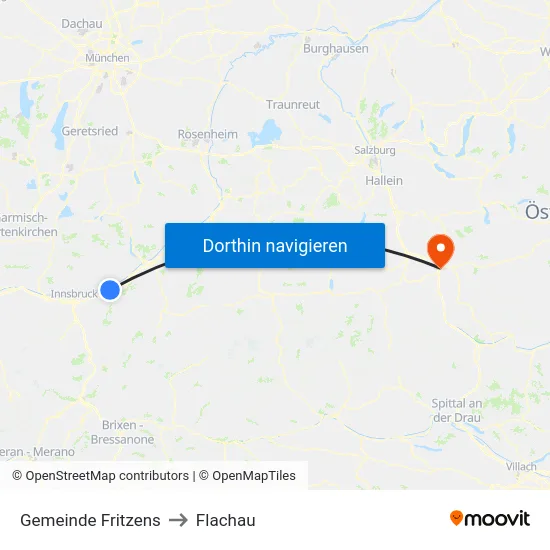 Gemeinde Fritzens to Flachau map