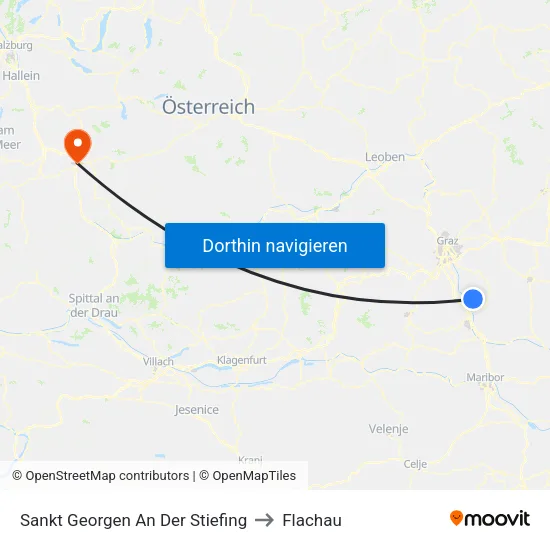 Sankt Georgen An Der Stiefing to Flachau map