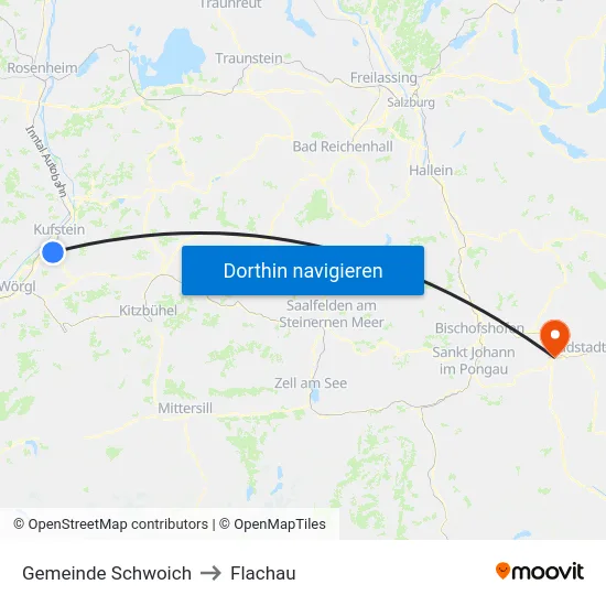 Gemeinde Schwoich to Flachau map