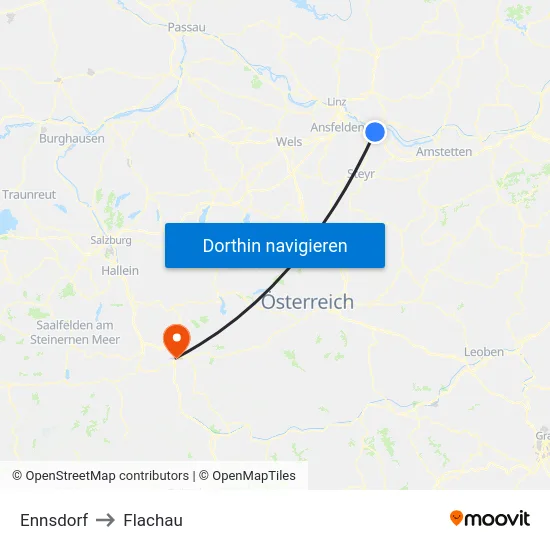 Ennsdorf to Flachau map