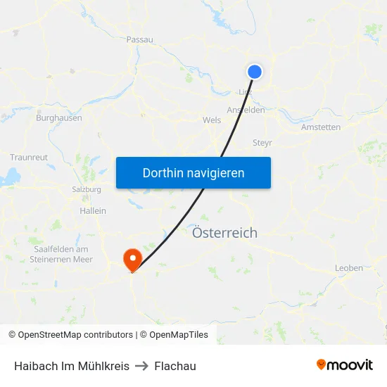 Haibach Im Mühlkreis to Flachau map