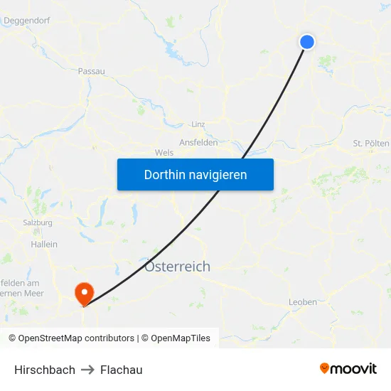 Hirschbach to Flachau map