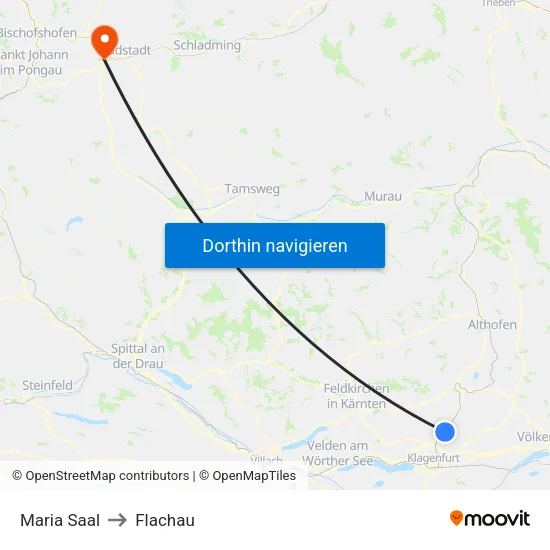 Maria Saal to Flachau map