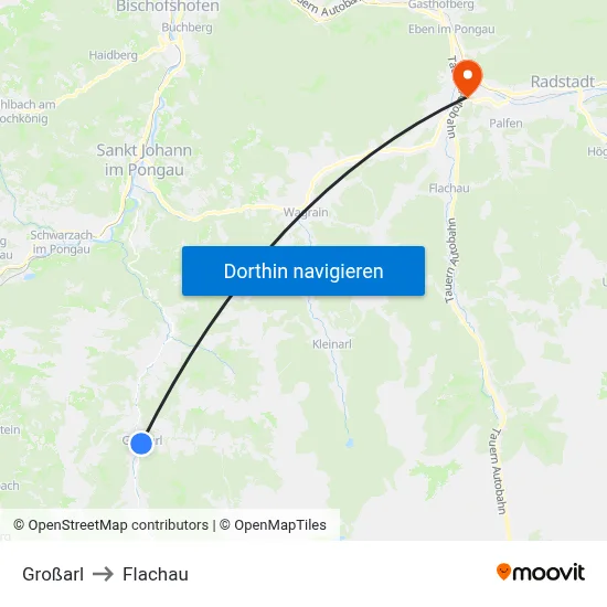 Großarl to Flachau map
