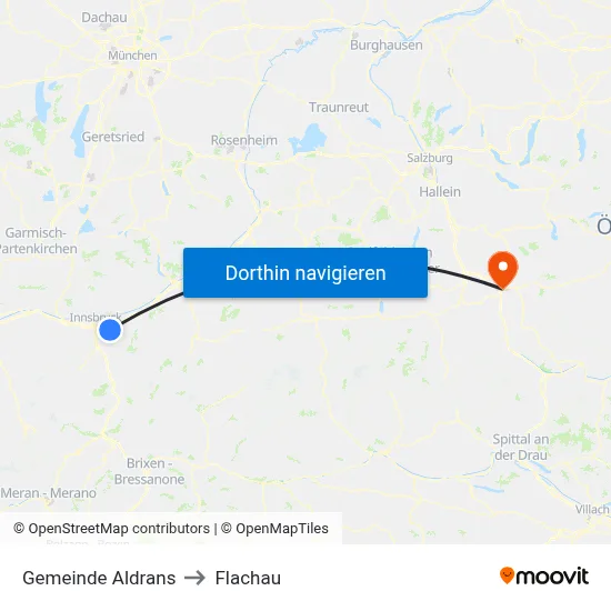 Gemeinde Aldrans to Flachau map