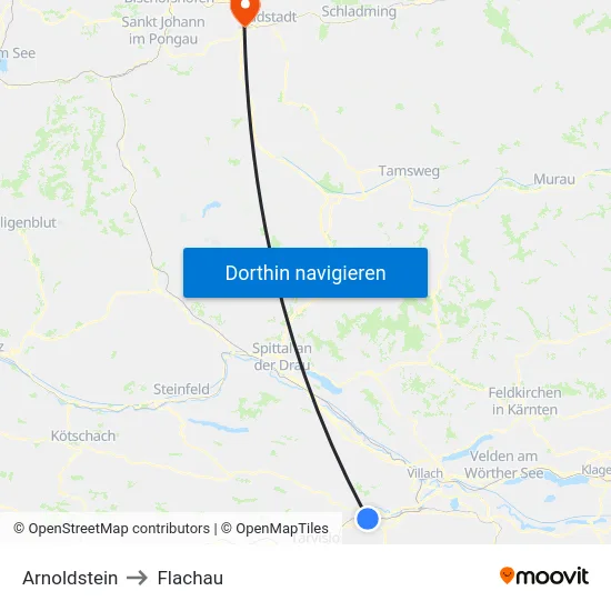 Arnoldstein to Flachau map