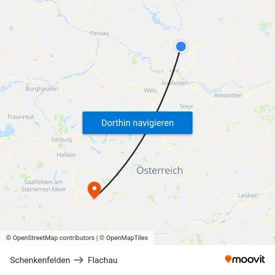 Schenkenfelden to Flachau map