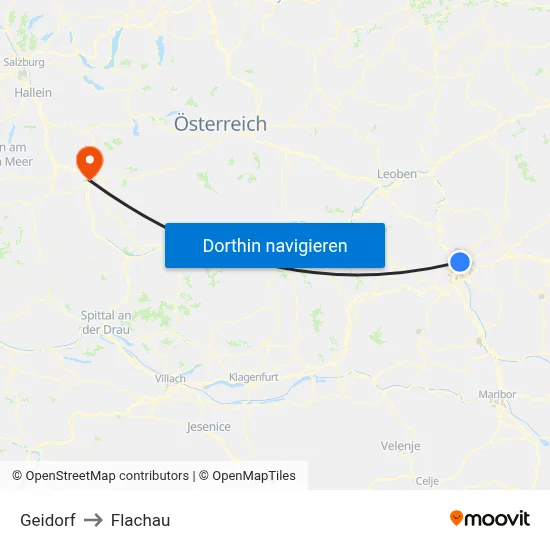 Geidorf to Flachau map