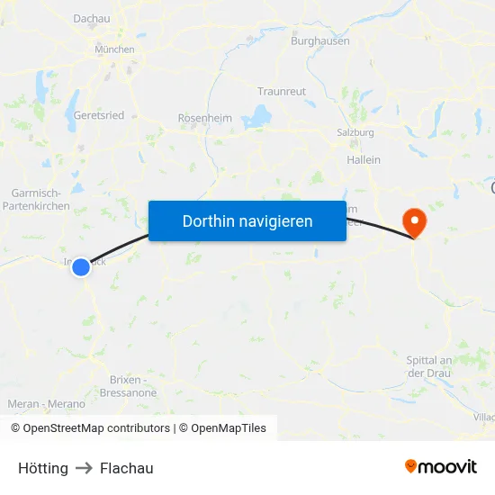 Hötting to Flachau map