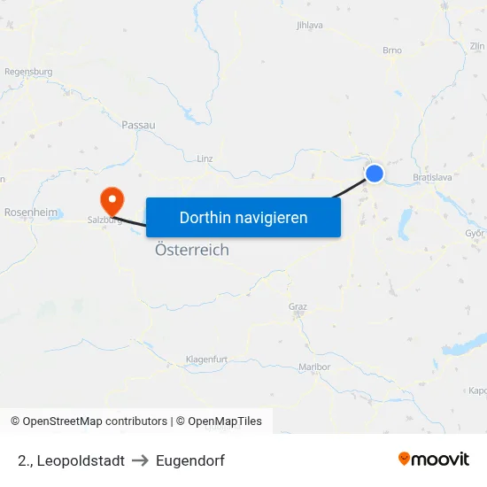 2., Leopoldstadt to Eugendorf map