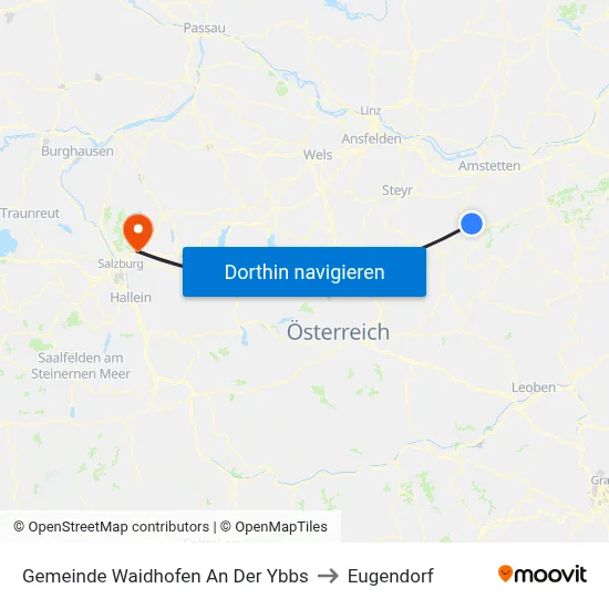 Gemeinde Waidhofen An Der Ybbs to Eugendorf map
