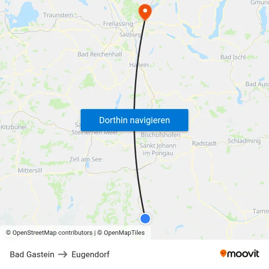 Bad Gastein to Eugendorf map
