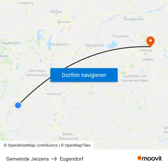 Gemeinde Jerzens to Eugendorf map