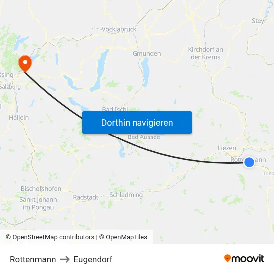 Rottenmann to Eugendorf map