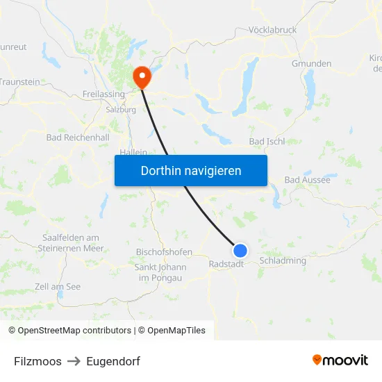 Filzmoos to Eugendorf map