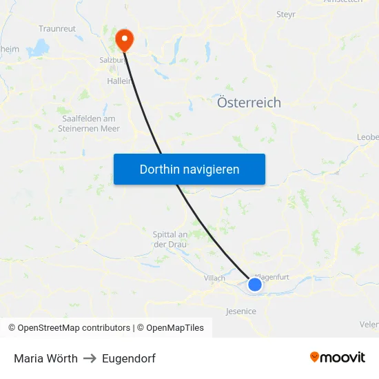 Maria Wörth to Eugendorf map