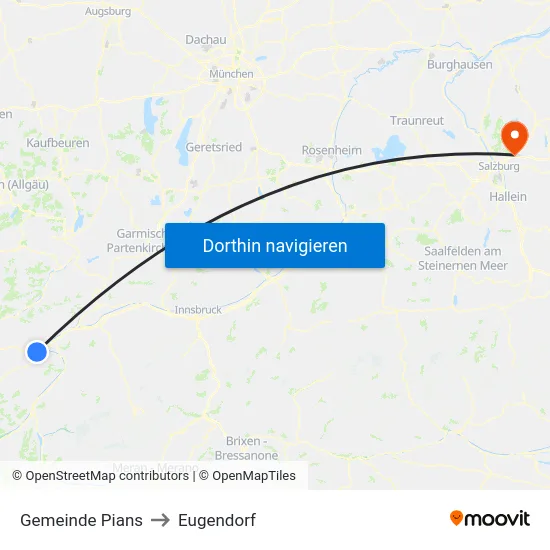 Gemeinde Pians to Eugendorf map