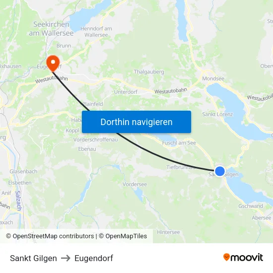 Sankt Gilgen to Eugendorf map