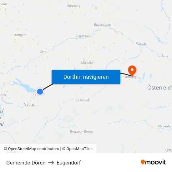 Gemeinde Doren to Eugendorf map
