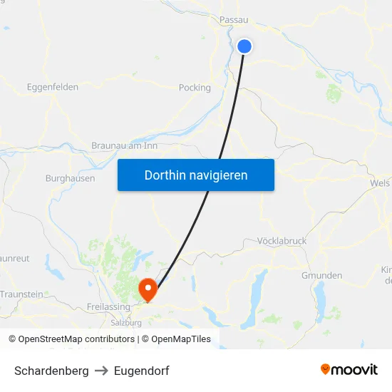 Schardenberg to Eugendorf map