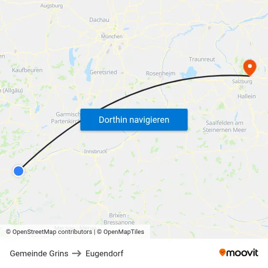 Gemeinde Grins to Eugendorf map