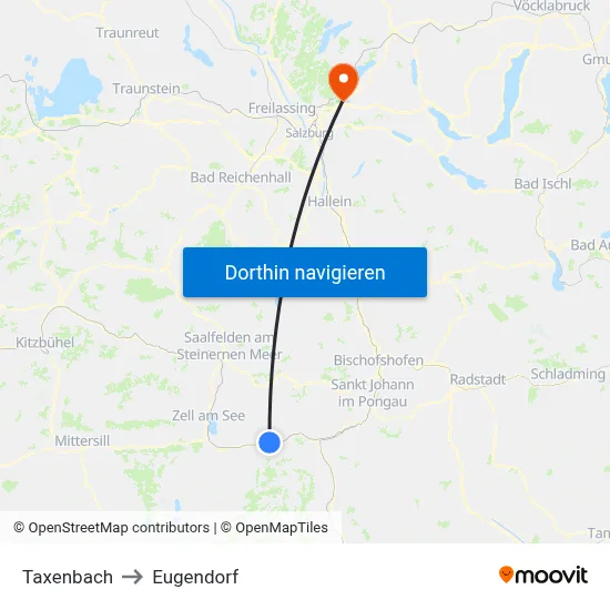 Taxenbach to Eugendorf map