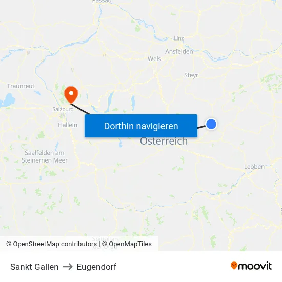Sankt Gallen to Eugendorf map