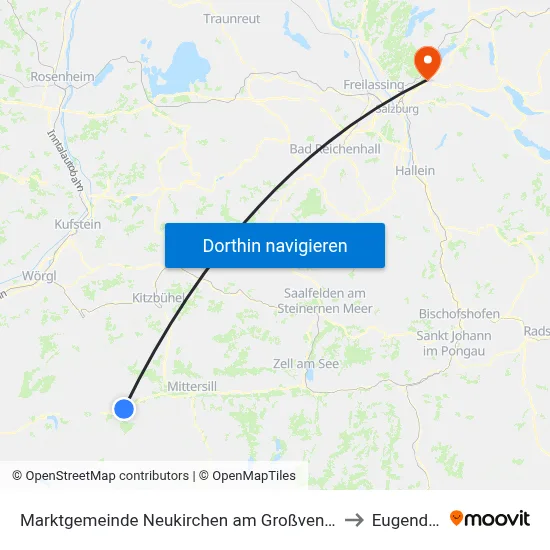 Marktgemeinde Neukirchen am Großvenediger to Eugendorf map