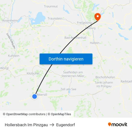 Hollersbach Im Pinzgau to Eugendorf map