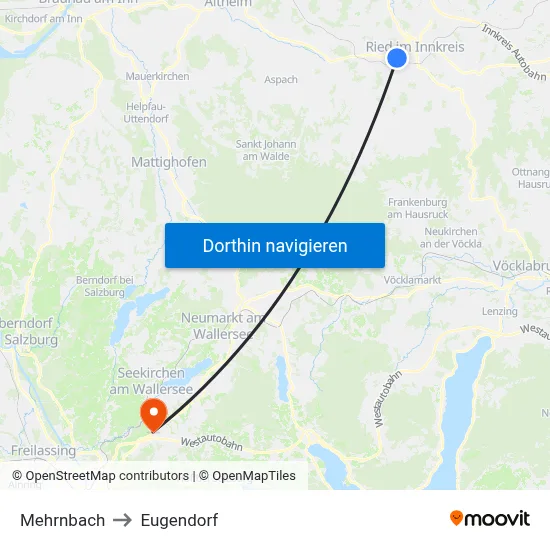 Mehrnbach to Eugendorf map