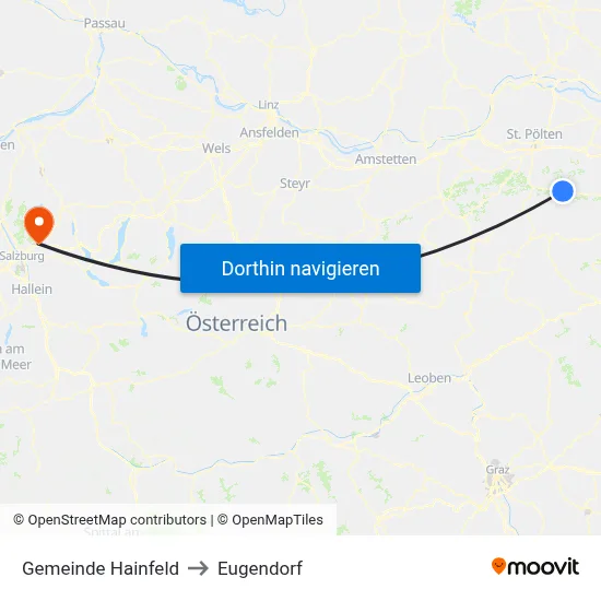 Gemeinde Hainfeld to Eugendorf map