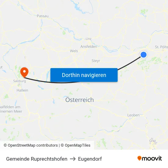Gemeinde Ruprechtshofen to Eugendorf map