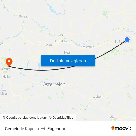 Gemeinde Kapelln to Eugendorf map