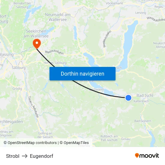 Strobl to Eugendorf map