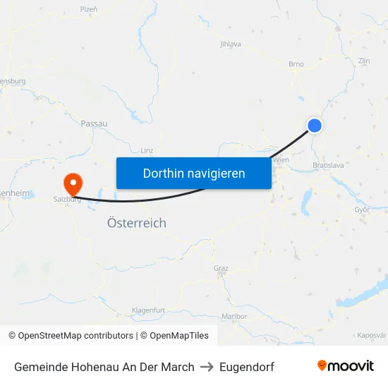 Gemeinde Hohenau An Der March to Eugendorf map
