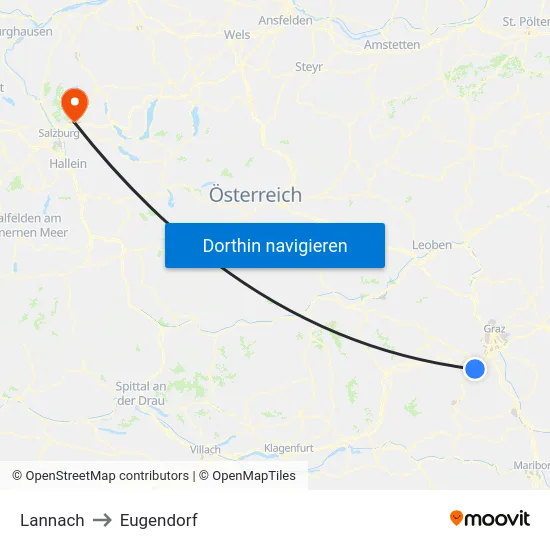 Lannach to Eugendorf map