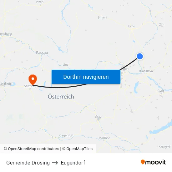 Gemeinde Drösing to Eugendorf map