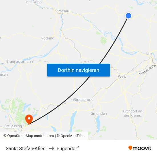 Sankt Stefan-Afiesl to Eugendorf map
