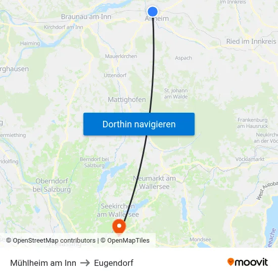 Mühlheim am Inn to Eugendorf map