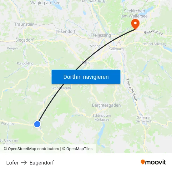 Lofer to Eugendorf map