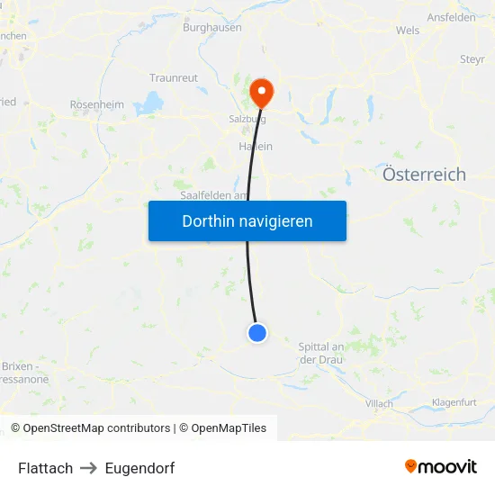 Flattach to Eugendorf map