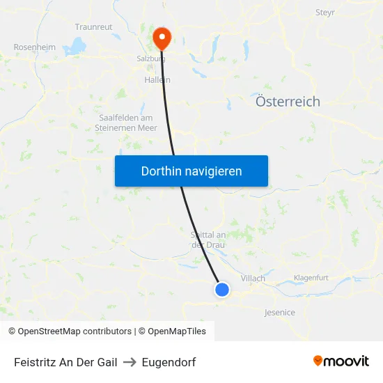 Feistritz An Der Gail to Eugendorf map