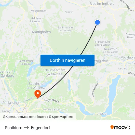 Schildorn to Eugendorf map