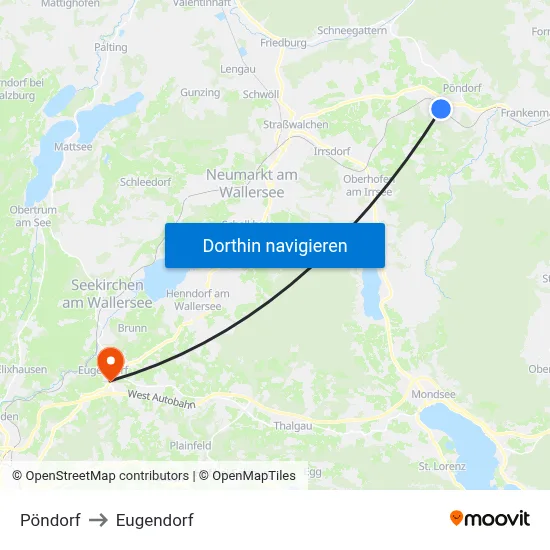 Pöndorf to Eugendorf map