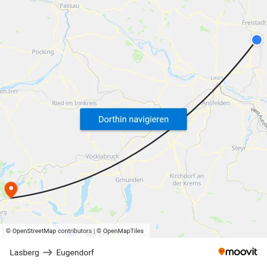 Lasberg to Eugendorf map