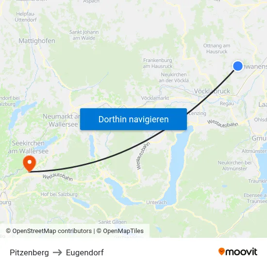 Pitzenberg to Eugendorf map